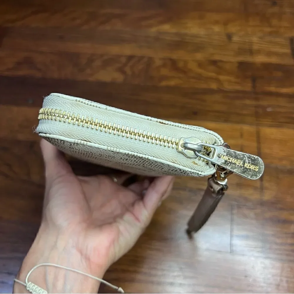 Michael Kors Tan and Beige Wristlet Long Wallet